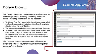 Create or Delete a Time Entry Record